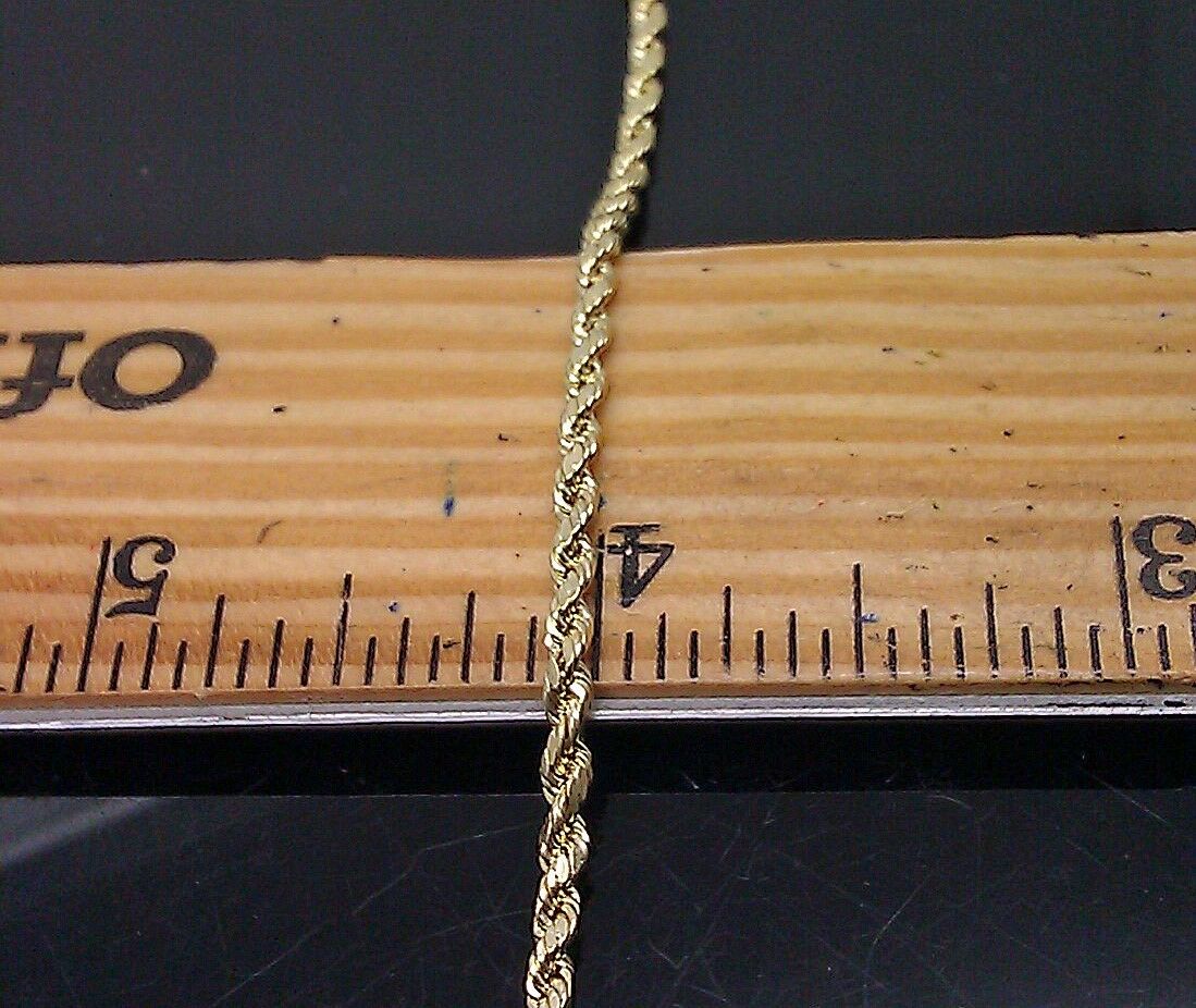 Real 10k Yellow Gold Rope Chain 24" 2.5 mm Necklace Diamond Cut Men Women 10kt