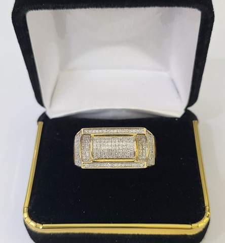 Real 10k Yellow Gold Diamond Mens Ring Band Wedding Genuine Natural