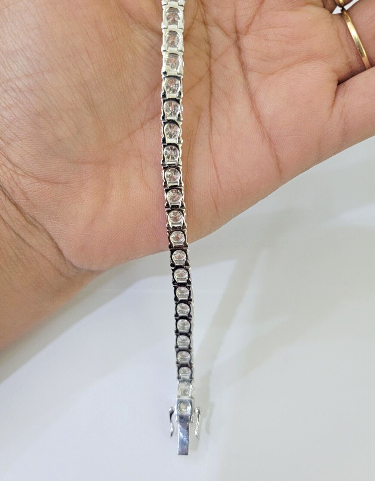 14k White Gold Tennis Bracelet Lab Created Diamond 18.00Ct Box Clasp Real Women