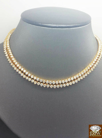 10k Yellow Gold 10.25 Ct Round Solitaire Diamond Tennis Chain Necklace 20 Inch