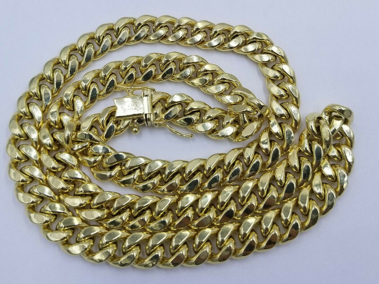 Real Gold Chain 10k Gold Miami Cuban Link 24 Inch Necklace Strong Mens Chain