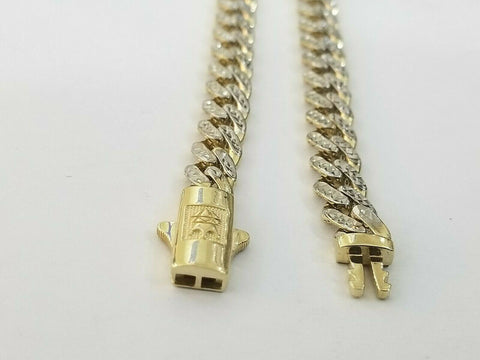 10K Yellow Gold Royal Miami Cuban Chain With Diamond Cut, 24 inches 7 mm Real