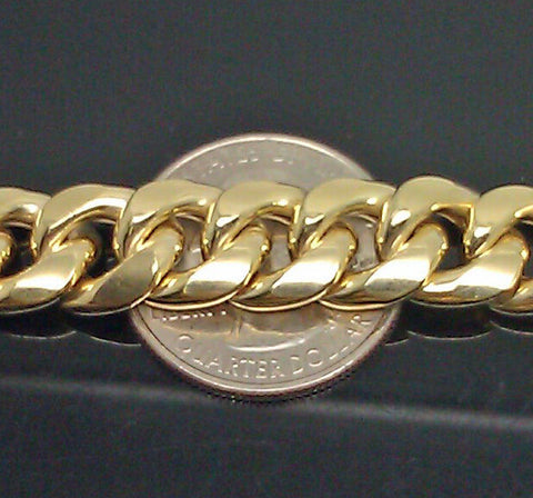 Men REAL 10K Yellow Gold Miami Cuban Chain 22" Inch 11mm Box Lock.