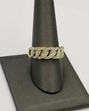 10K Solid Yellow Gold Miami Cuban Genuine Diamond Ring Band Style Men REAL , 10