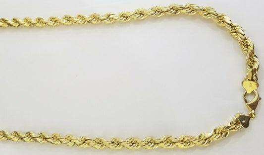 REAL10k Yellow Gold Rope Chain 10mm 22" Men's thick necklace 10kt diamond cuts