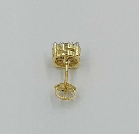 Real 10k Yellow Gold Genuine Diamond Earring 6mm Round Stud Earring Men Women