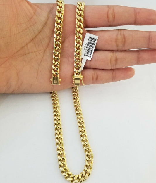 14k Gold Miami Cuban Link  Chain 6mm 20 Inch Strong Lock 14kt Yellow Gold