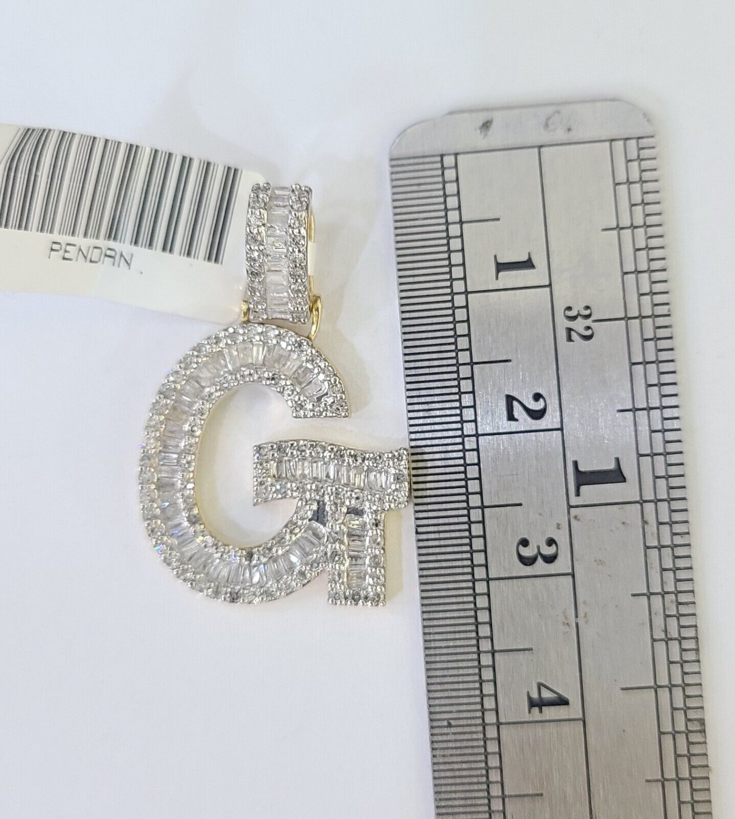 10k Yellow Gold Diamond Letter "G" Initial Alphabet Charm Pendant Real Genuine