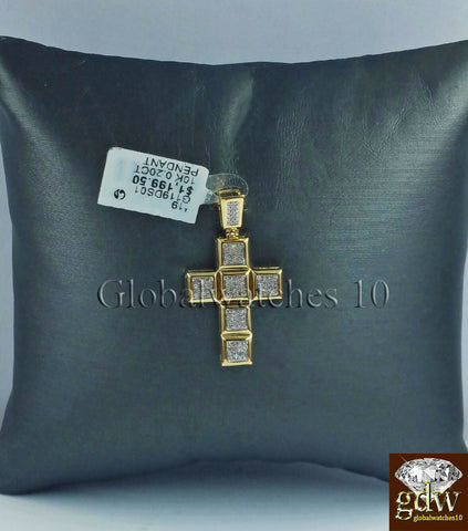 10k Yellow Gold Jesus Cross 1.4" Inch Charm/Pendant with Real Diamond, Angel.