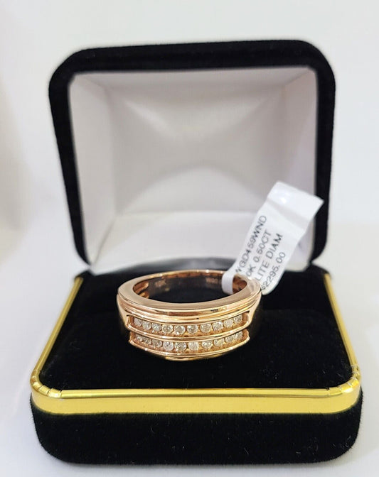 REAL 10k Rose Gold Diamond Mens Ring Engagement Wedding Genuine