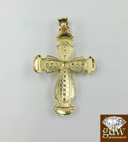 Real 10k Yellow Gold 2 Inch Jesus Charm/Pendant with Diamond Cuts for Men/Women.