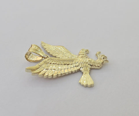 10k Yellow Gold Flying Eagle Charm Pendant For Men Women 1" Inch Bird 10kt Real