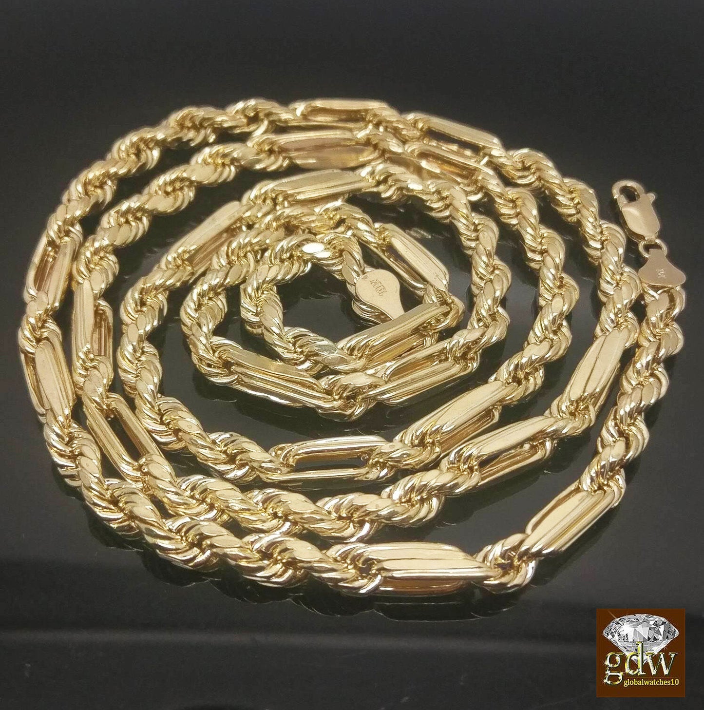 Real 10k Yellow Gold Milano Rope Chain Necklace 5mm 22 inch Free Shipping Sale