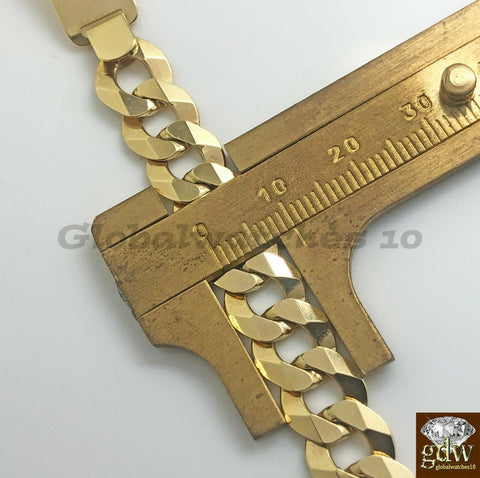 14k Men Yellow Gold Cuban Link Bracelet 9" Inch Strong Link Lobster Lock Real