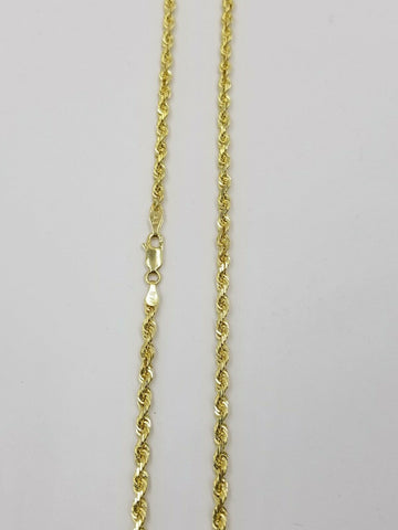 14k SOLID Yellow Gold Rope Chain Diamond Cut 3mm 24" Inches Lobster Lock Real