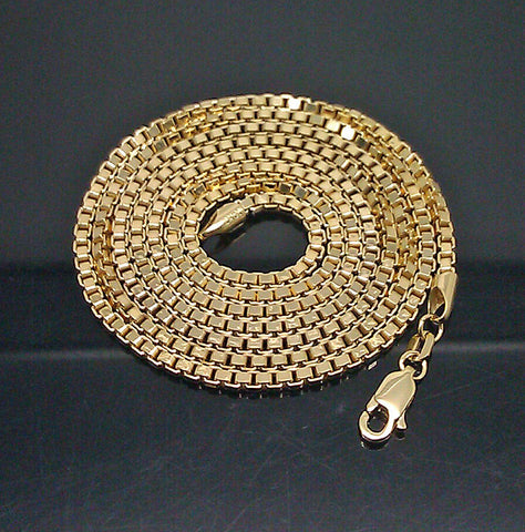 Real 10k Yellow Gold Box Rolo Box Chain Necklace 28"Inch 2mm Rope.