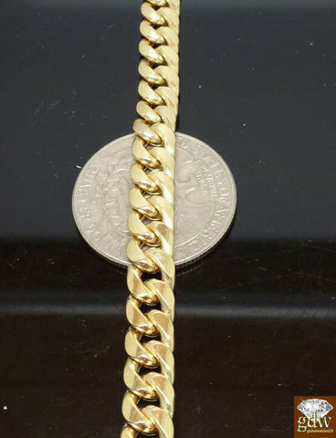14k Gold Bracelet For Men's 7.1 mm Real Miami Cuban Bracelet 9 inch Strong Link!