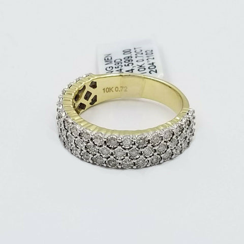 REAL 10k Yellow Gold Genuine Diamond Wedding/Engagement Band Ring Men's SOLID
