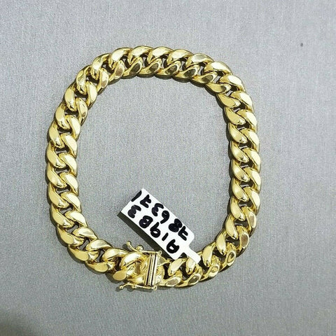 REAL 14K Yellow Gold Miami Cuban Bracelet 9" inch Link 9mm Brand New Box Clasp