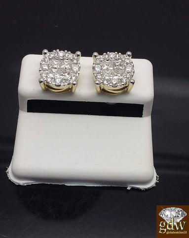 Solid 10k Yellow Gold 1 Carat Diamond Earrings Stud Round  VS1