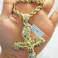 Real 10k Yellow Gold Rope Chain 22" 7mm Real 10k Jesus Cross Charm pendant