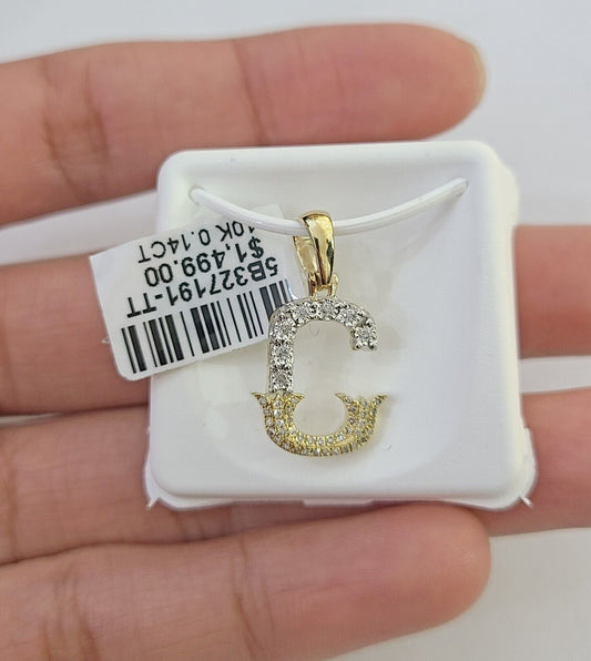 10k Real Yellow Gold Genuine Diamond Initial A-Z Alphabet Charm Letters Pendent