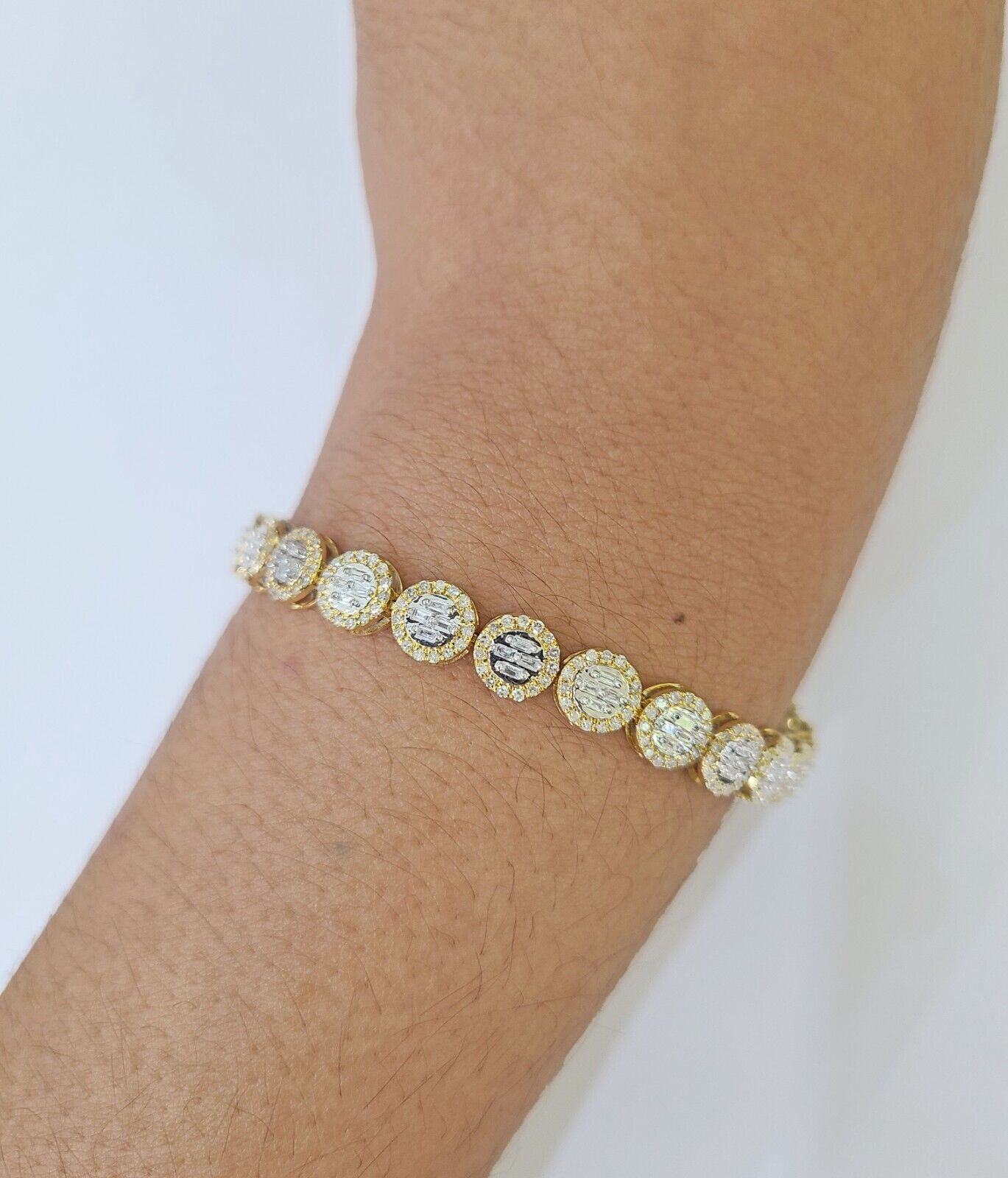 10K Yellow Gold Diamond Bracelet Women Ladies 7" REAL Genuine Gold