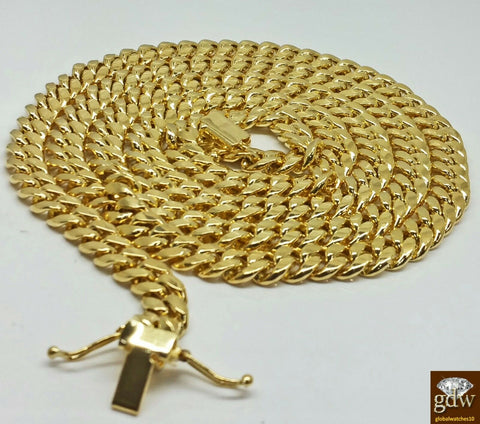 Real 14K Yellow Gold  Miami Cuban Chain 20" Long, 7mm BOX LOCK 100% AUTHENTIC