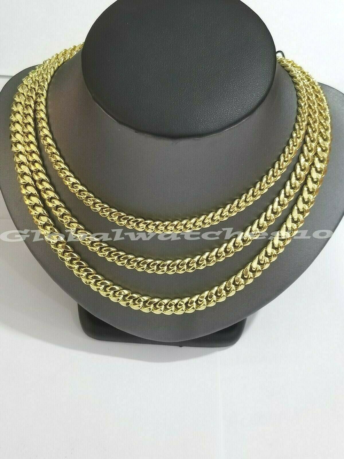 10k Yellow Gold Miami Cuban Necklace 6 7 8 MM chain 20" 22" 24" 28" 30" Box Lock