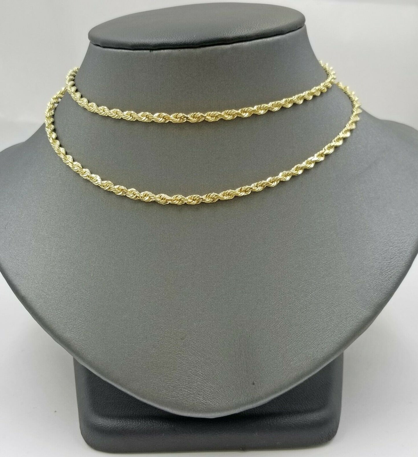 Real 14k SOLID Yellow Gold 2.5mm Rope Chain Diamond Cut 24" Inches Lobster Lock