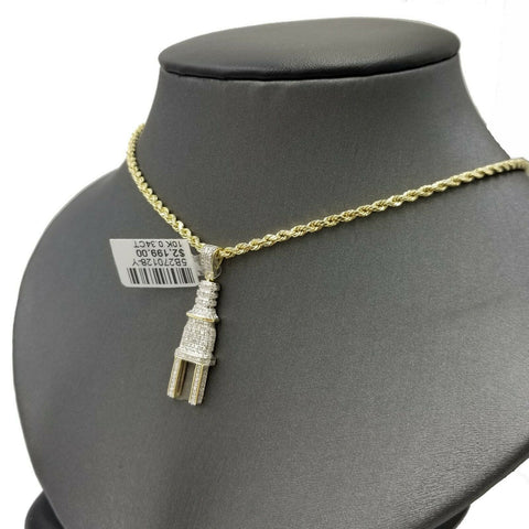 10k Yellow Gold Diamond Socket Plug Charm/Pendant For Men's 0.34CT Real Diamonds