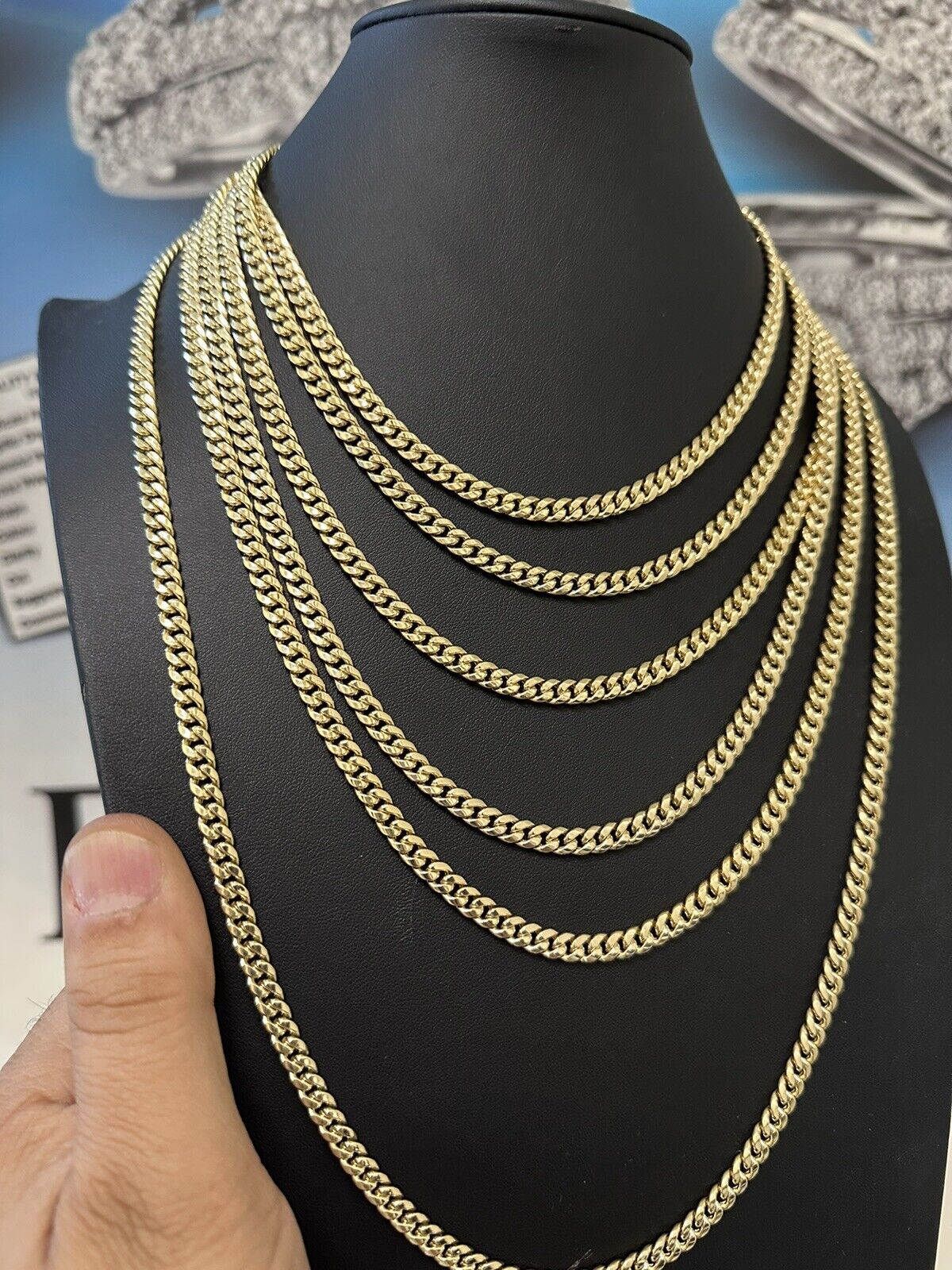 Real 10k Gold Miami cuban Link Chain 5.5 to 6 mm Necklace 20 inch Box Lock