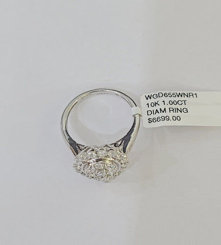 REAL 10k White Gold Diamond Ring Pear Shape Wedding Engagement Ring Genuine