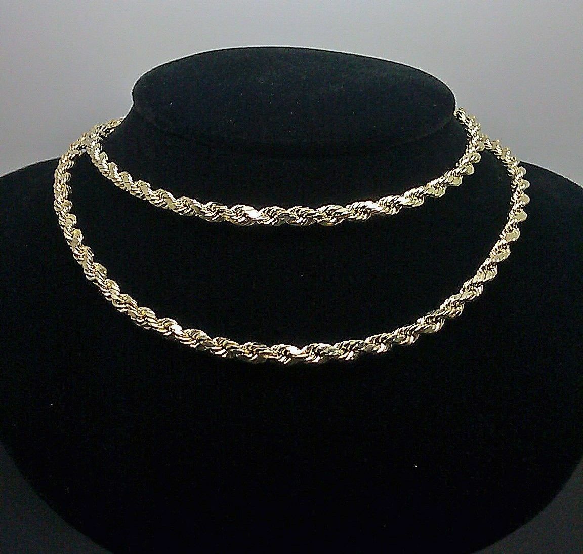 10k Gold Rope Chain 2-8mm Necklace 16"-30" men women Diamond cut REAL 10kt