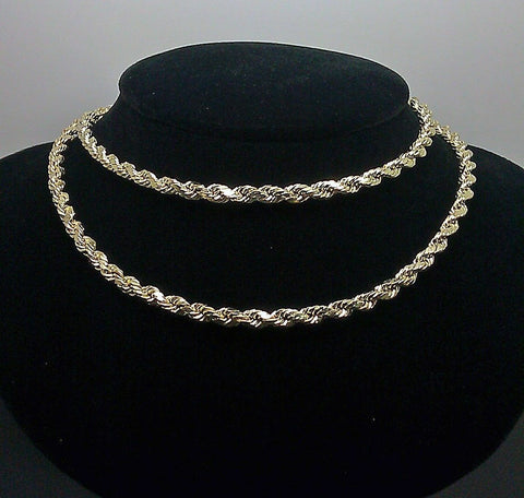 10k Gold Rope Chain 2-8mm Necklace 16"-30" men women Diamond cut REAL 10kt
