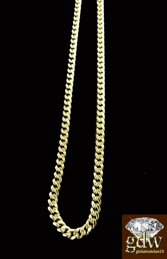 Real 10k Yellow Gold Cuban Chain Necklace 4mm 22" Inch Men Women Miami Link 10kt