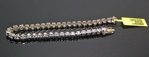 REAL 10K Ladies Yellow Gold Elegant Bracelet REAL 3 CT Round Diamond 7.5" Inch N