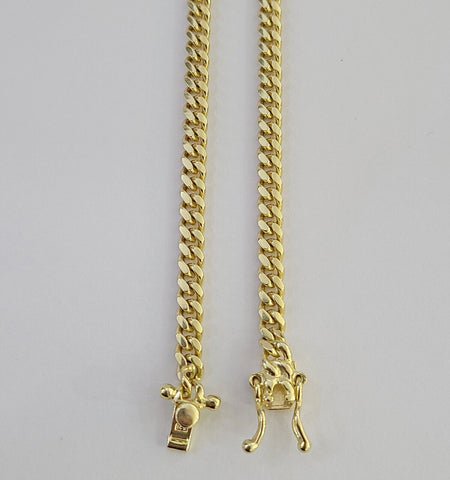 14K Solid Yellow Gold 4mm Miami Cuban Link Chain Necklace 26" Inch 14Kt