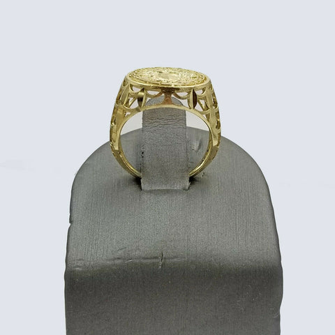 Real 10k Yellow Gold Head Casual Ring Diamond Cut Design Men Pinky Women