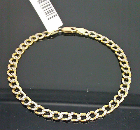 10K Gold Bracelet Real Cuban Link Diamond Cut 5mm 7 Inch On Sale Free Shipping