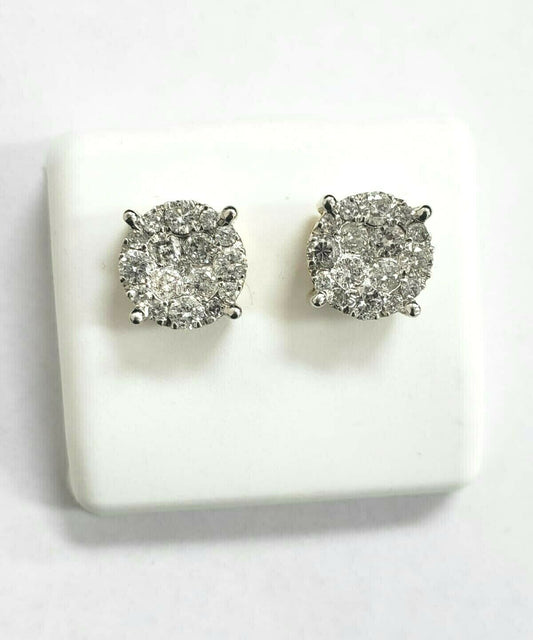 Real 10k Yellow Gold Round Cuts VS1 1.50 CT Genuine Diamond Stud Earring Men