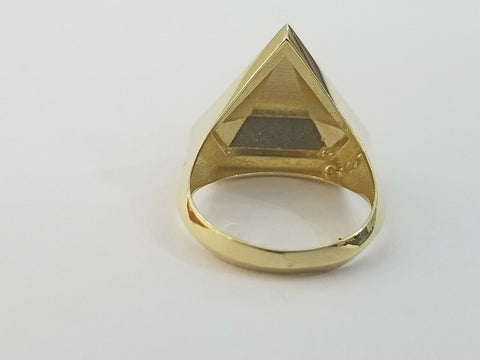 10k Yellow Gold Pyramid Ring Diamond Cut Mens Ring Band Real Solid gold Size 9