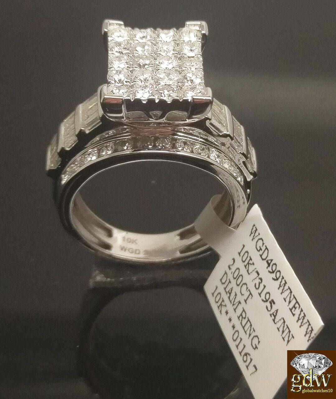 2CT Diamond Solid 10k White Gold Ring Engagement Wedding Cinderella Ladies REAL