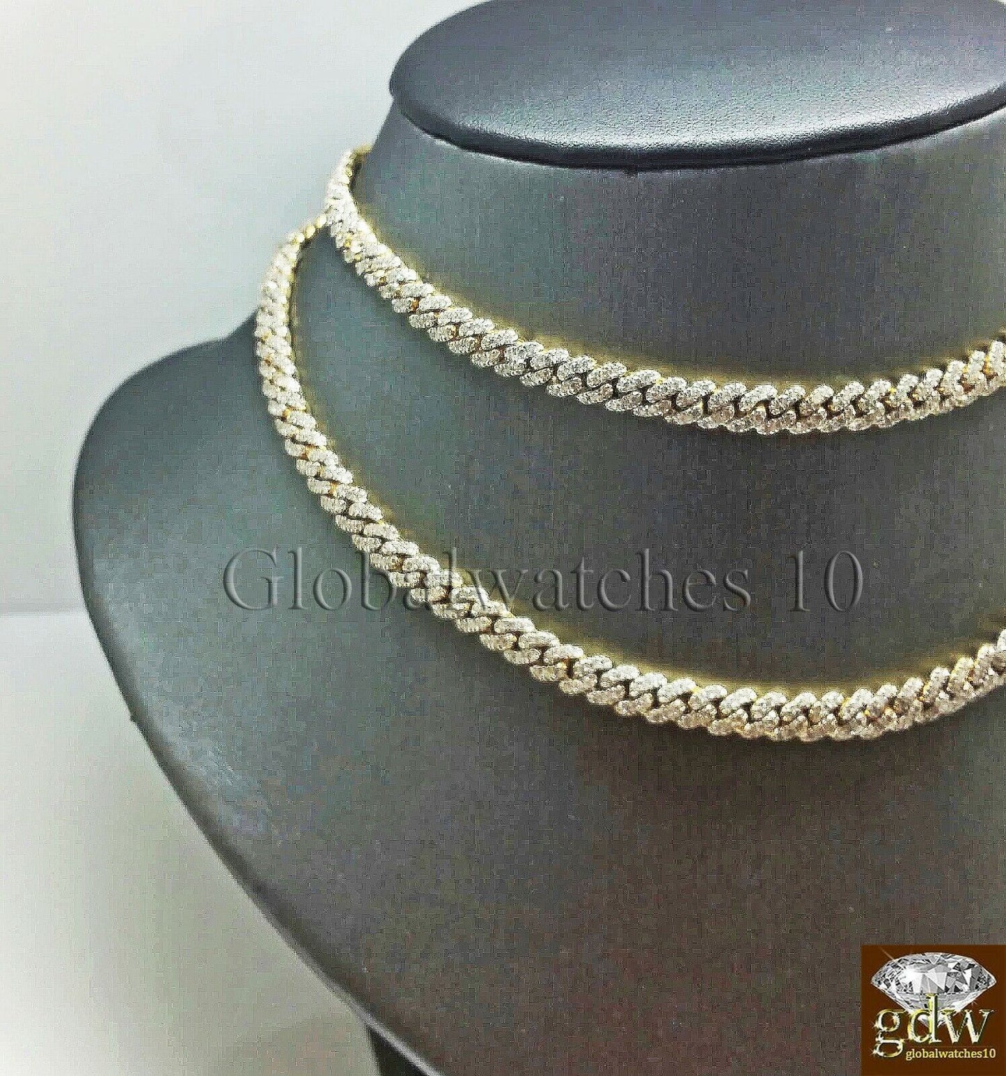 Real 10k Yellow Gold & Diamond Cuban Link 18" Chain 4.33 CT Diamond Box Clasp