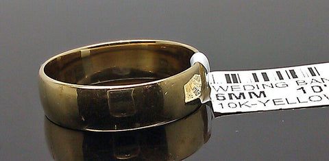 10K Yellow Gold 6mm 10" Men Women Band REAL 10kt Solid Gold comfort fit Ring