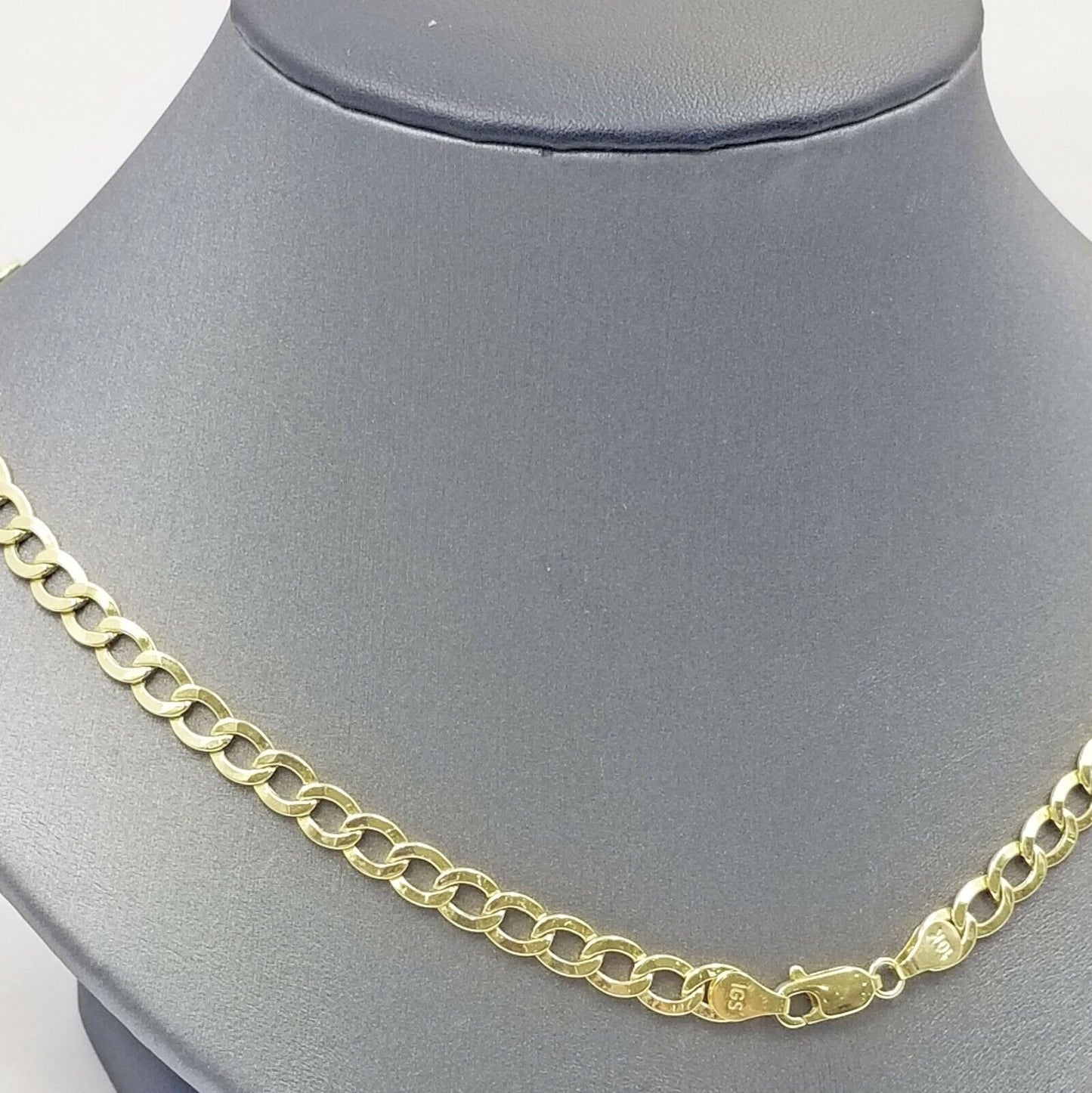 10K Yellow Gold FLAT Cuban Curb Link chain 5mm 18"-26"