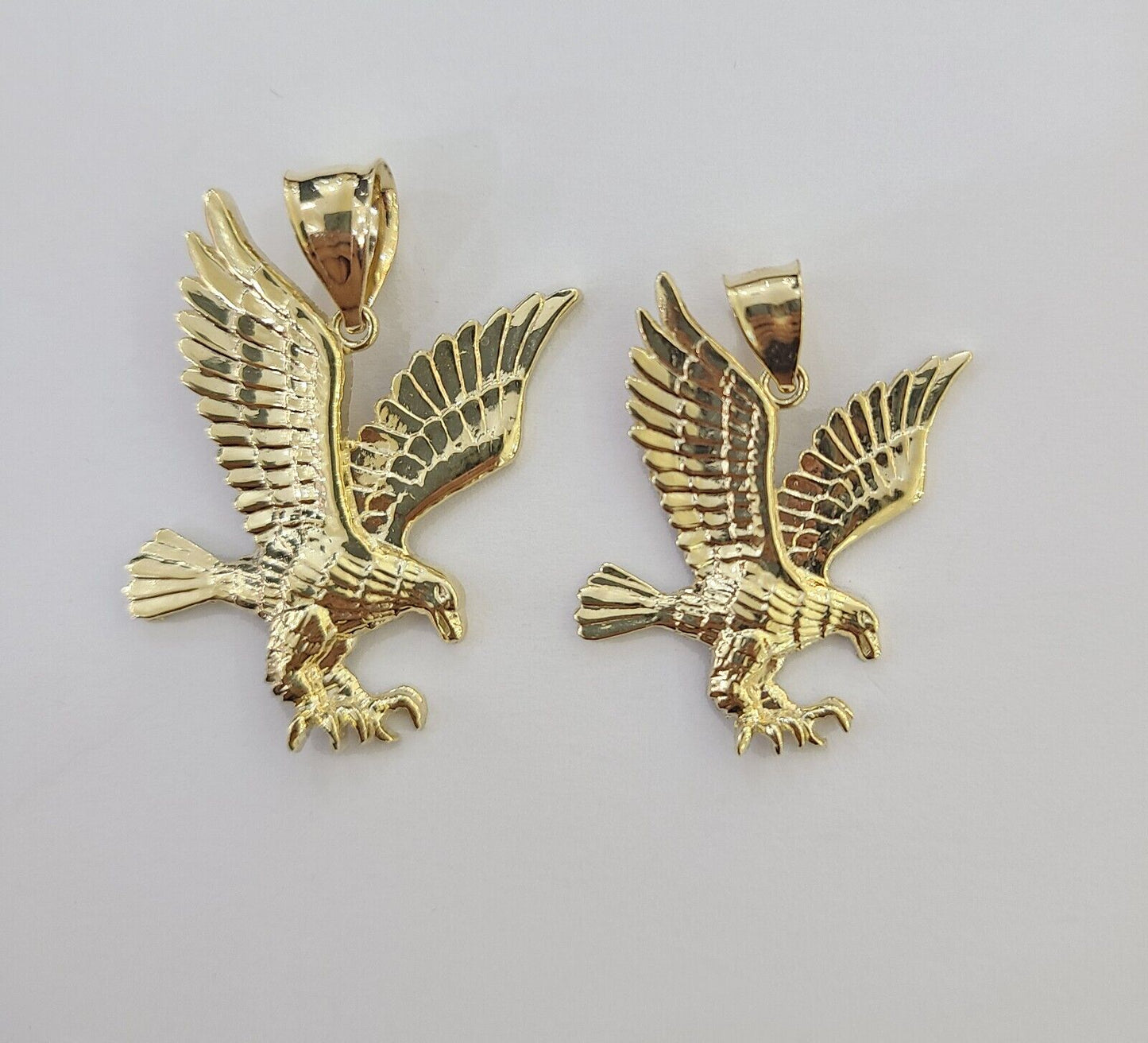 10K Yellow Gold Flying Eagle Charm 1 - 2" Inch Bird Pendent Real 10kt