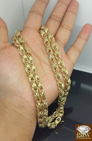 Real 10K Yellow Gold Byzantine chino Chain Necklace 24 Inch 6.5-7mm