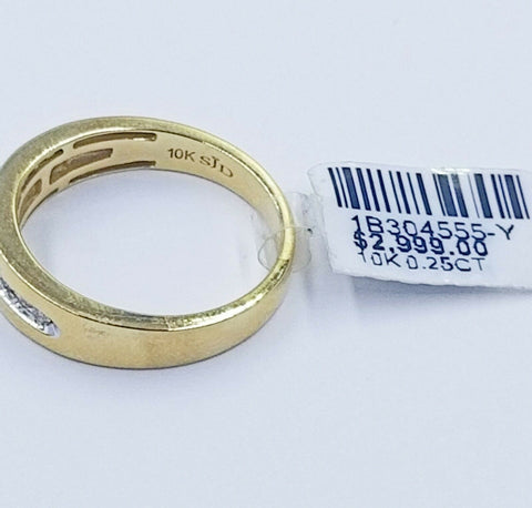 REAL 10k Men Yellow Gold Casual Ring Band 0.25 CT Real