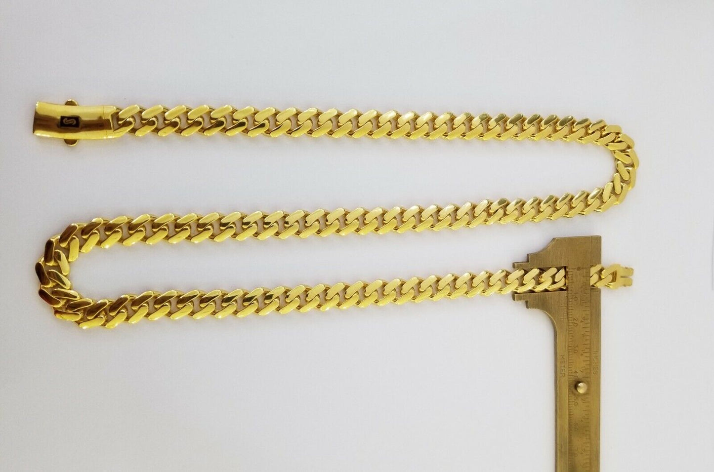 Real 10k Cuban Link Royal Monaco Chain necklace 9mm 26" inch Box Clasp 10kt Gold